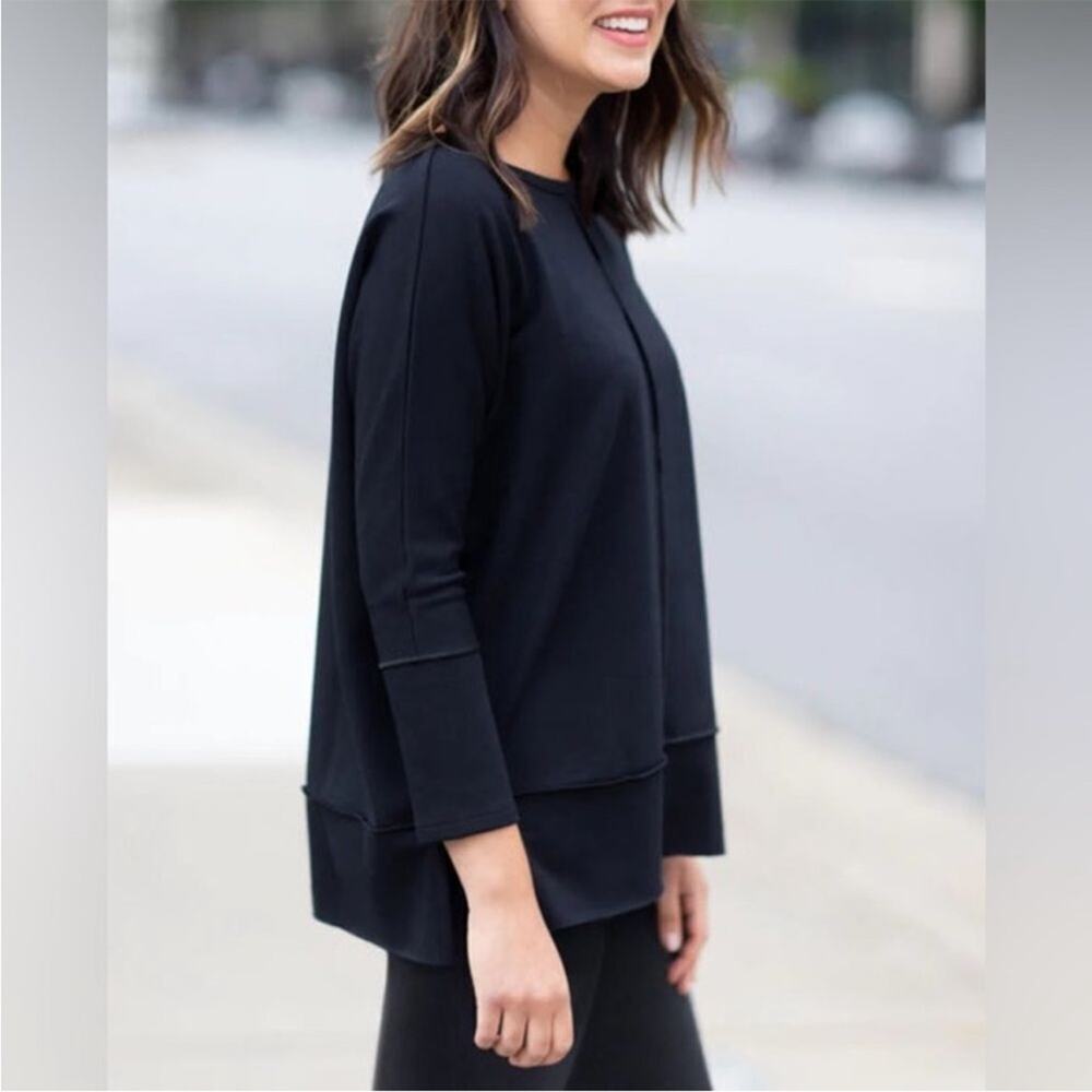 Spanx perfect length dolman 3/4 sleeve top black casual fall shirt lounge winter